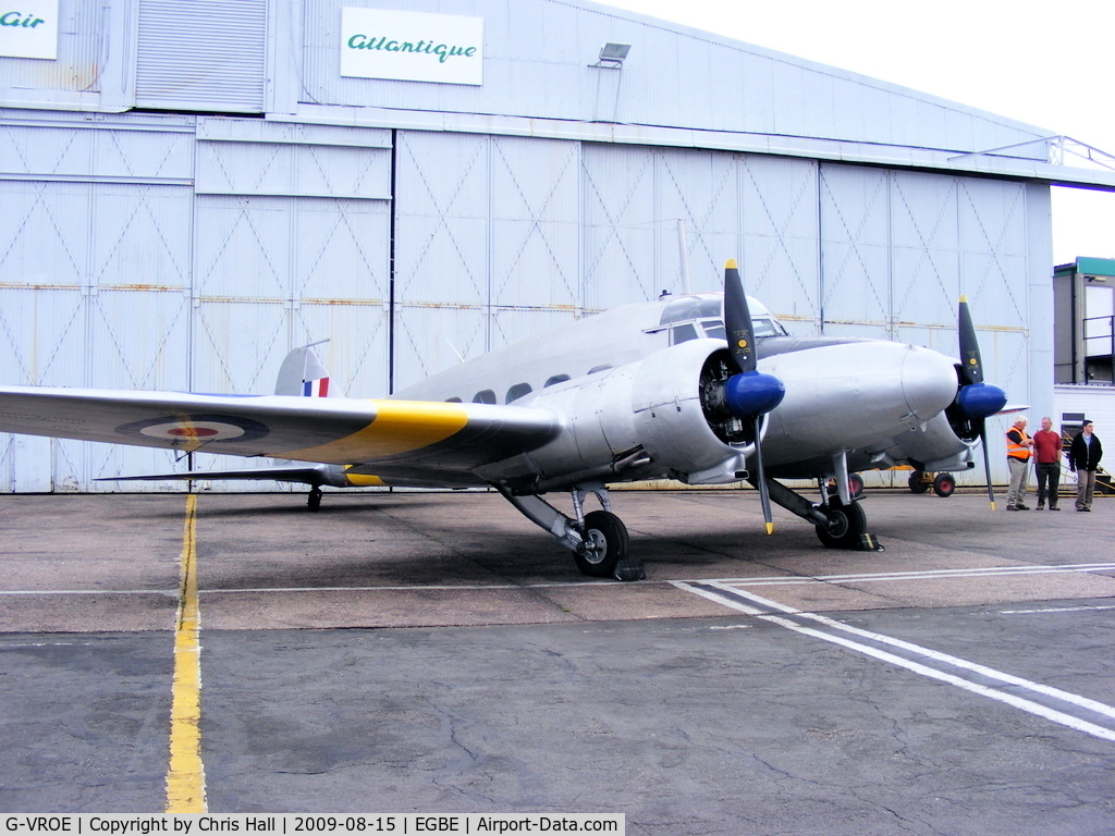 G-VROE, 1950 Avro 652A Anson T.21 C/N 3634, Air Atlantique Ltd, displaying its former RAF ID WD413