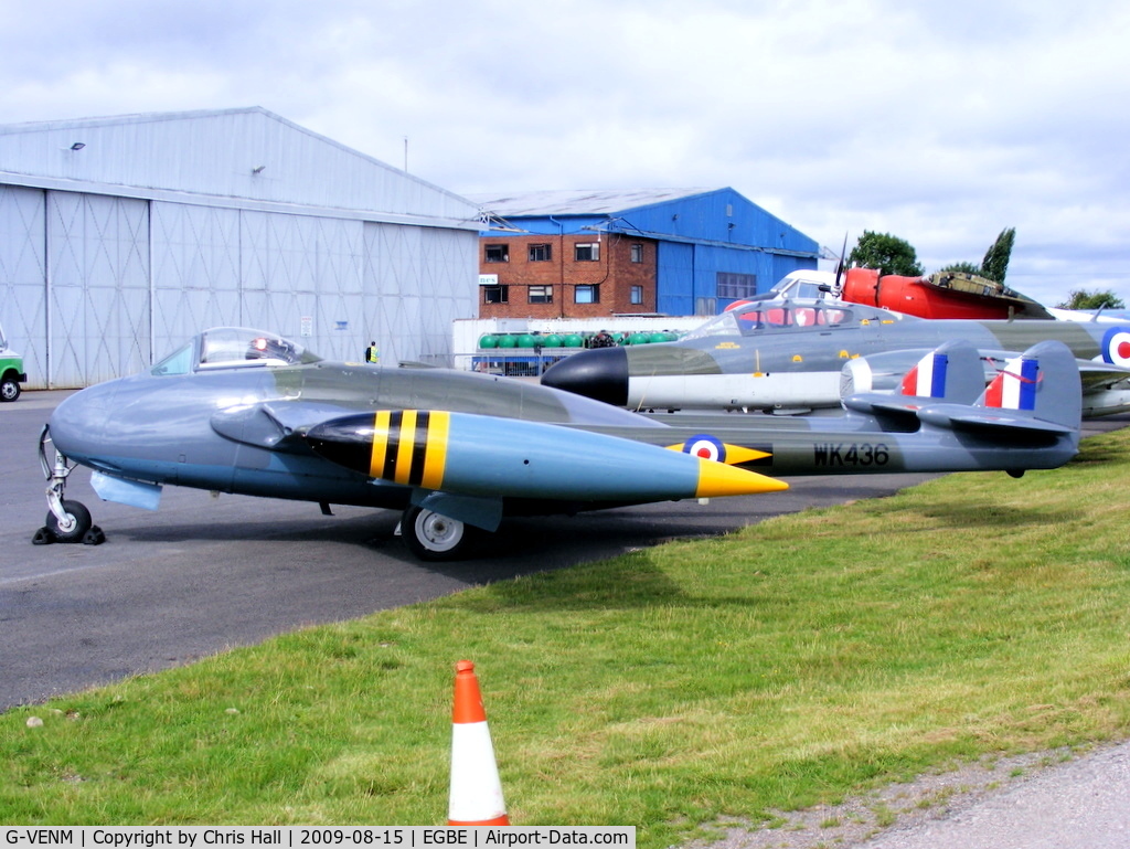 G-VENM, 1955 De Havilland DH-112 Venom FB.50 C/N 824, Aviation Heritage Ltd, painted and marked to represent WK436 of 11 Squadron RAF.