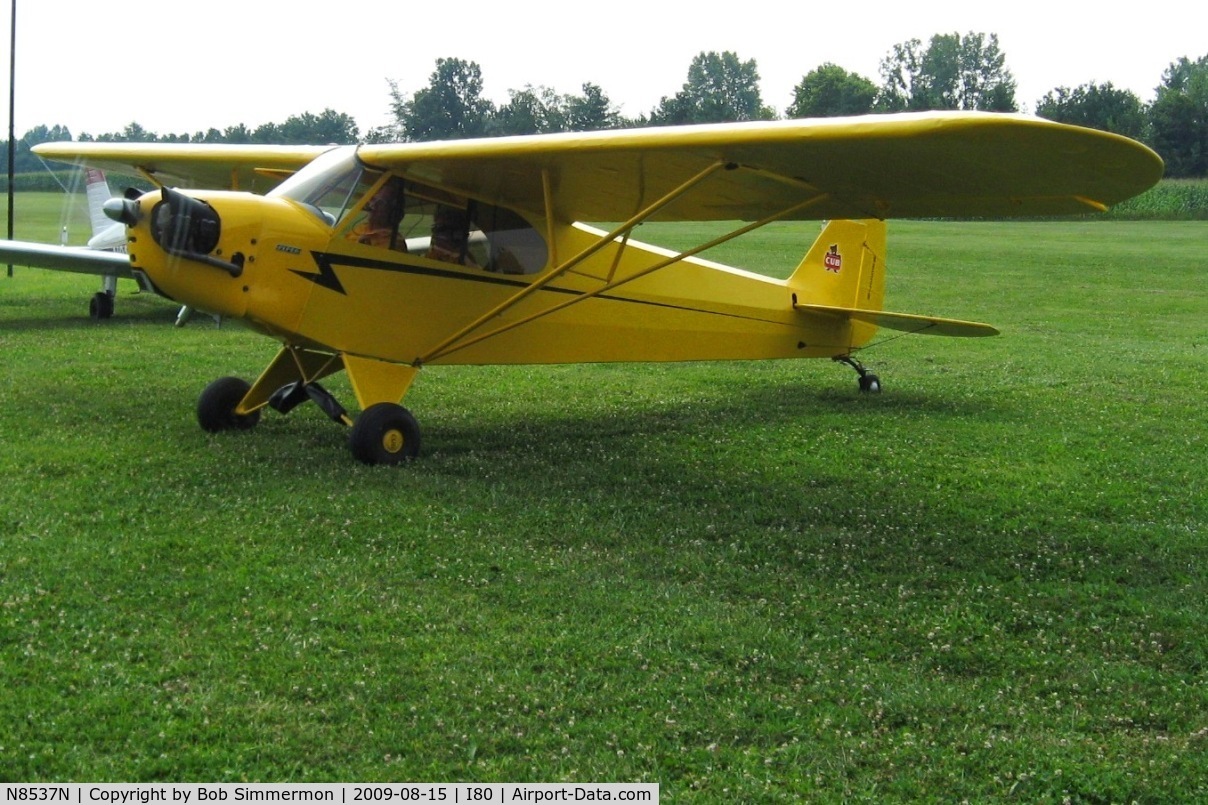 N8537N, Piper J3C-65 Cub C/N 19117, Arriving at the EAA fly-in - Noblesville, Indiana