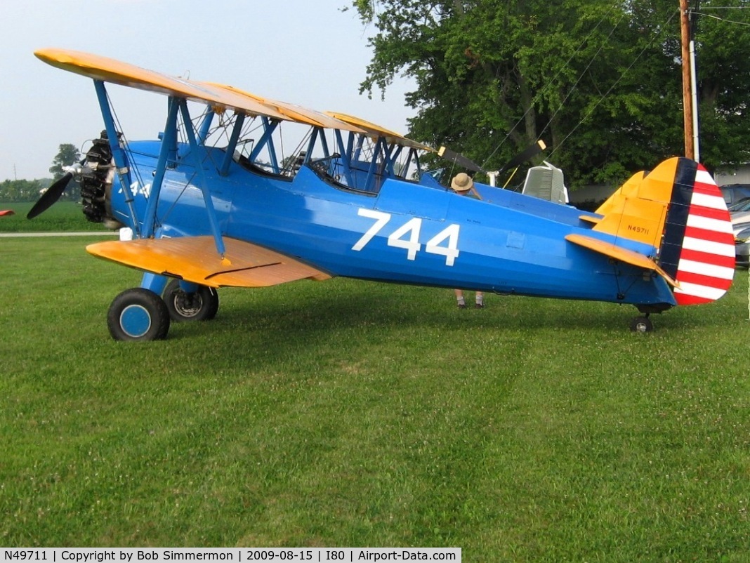 N49711, 1942 Boeing A75N1 C/N 75-4744, At the EAA fly-in - Noblesville, Indiana