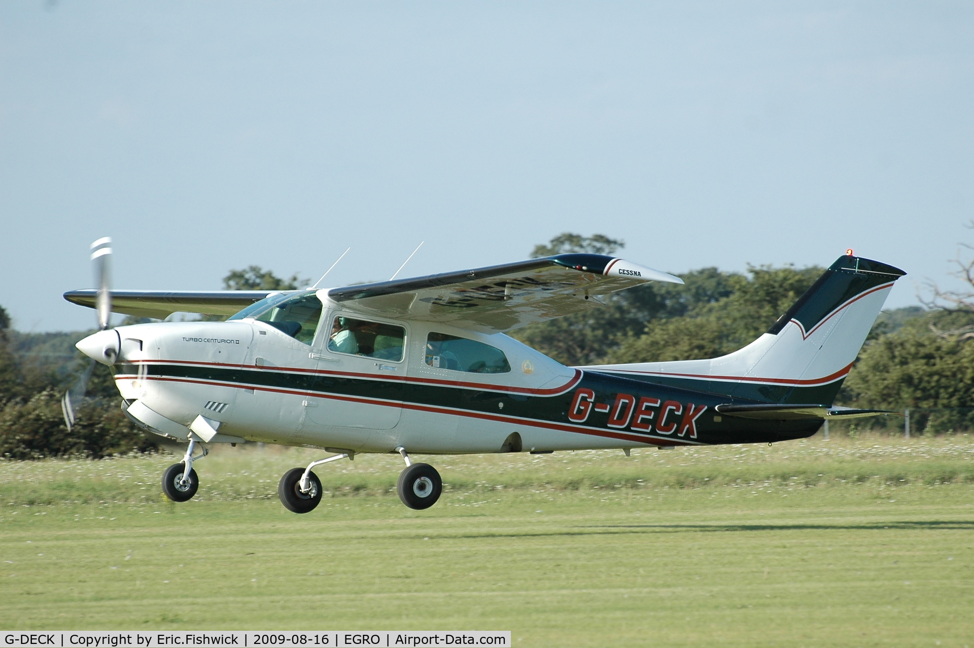 G-DECK, 1980 Cessna T210N Turbo Centurion C/N 210-64017, G-DECK departing Heart Air Display, Rougham Airfield Aug 09