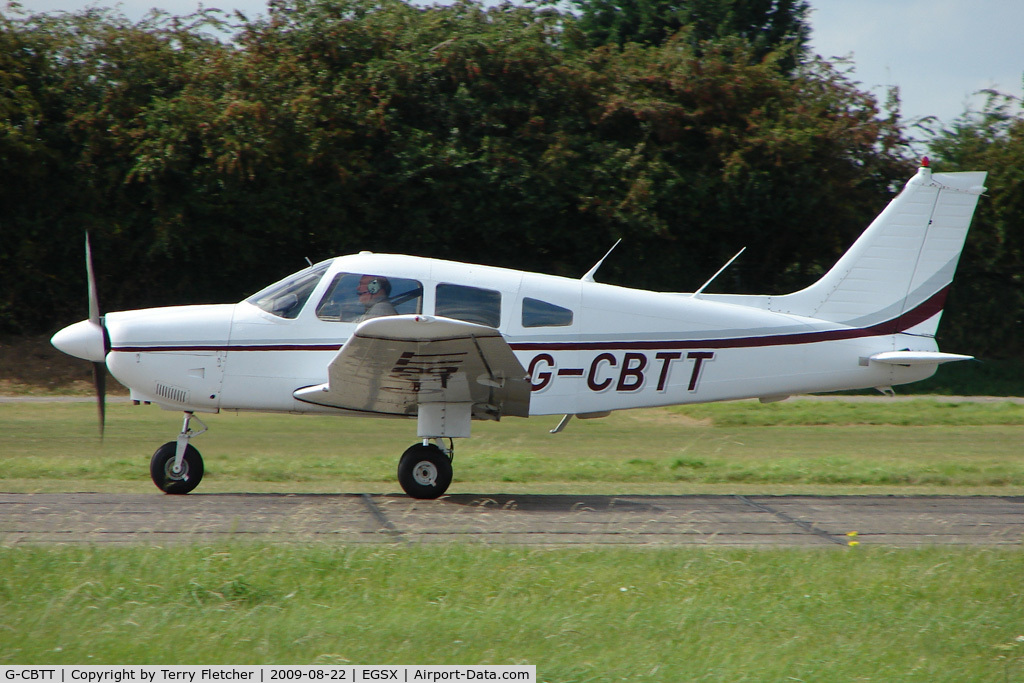 G-CBTT, 1977 Piper PA-28-181 Cherokee Archer II C/N 28-7890127, Piper PA-28-181 departs North Weald