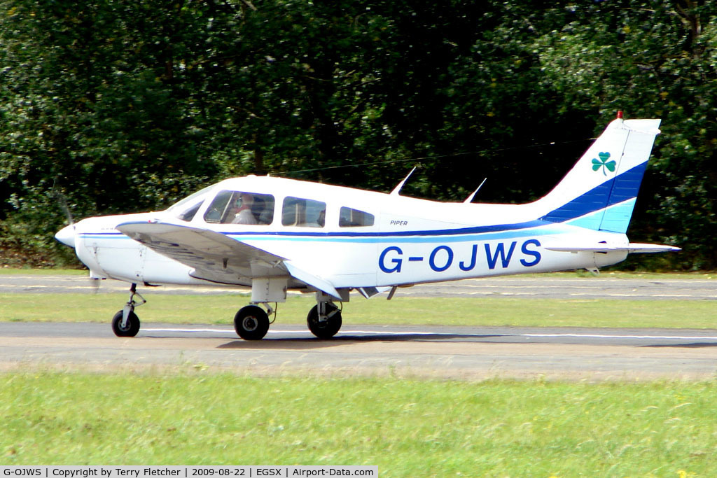 G-OJWS, 1978 Piper PA-28-161 Cherokee Warrior II C/N 28-7816415, Piper PA-28-161 departs North Weald