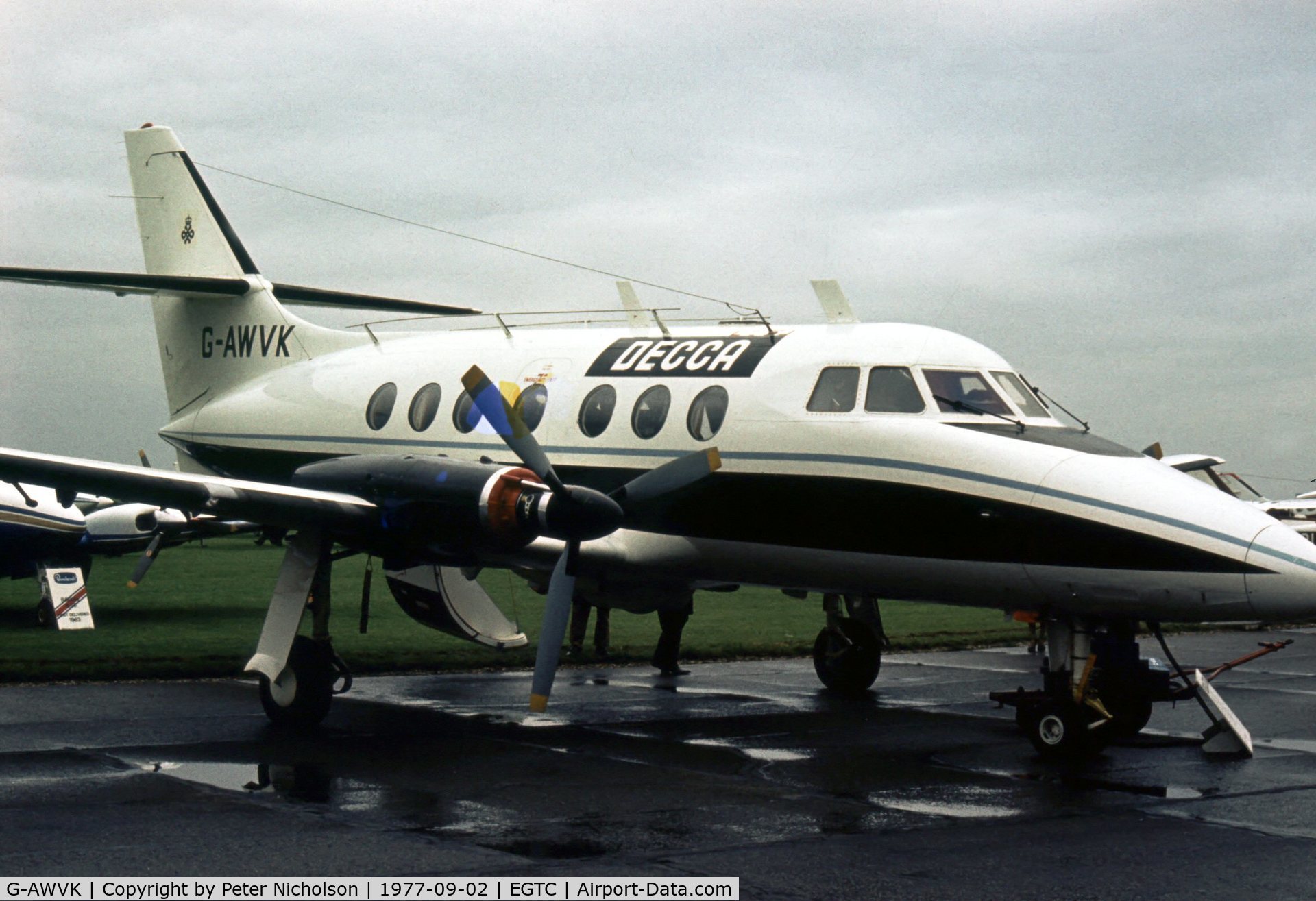 G-AWVK, 1969 Handley Page HP-137 Jetstream 200 C/N 208, Jetstream 200 at the 1977 Cranfield Business & Light Aviation Show.