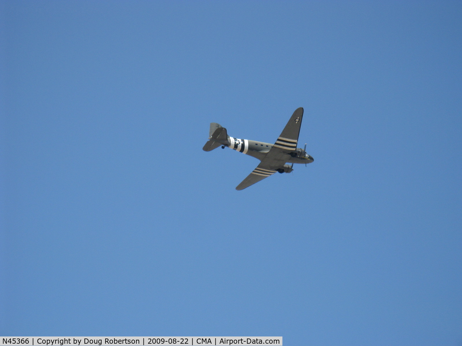 N45366, 1943 Douglas C-53D-DO Skytrooper (DC-3A) C/N 11757, 1943 Douglas C-53D SKYTROOPER 'D-DAY DOLL', two Curtiss-Wright R-1820-56 1,200 Hp each, airshow fly by