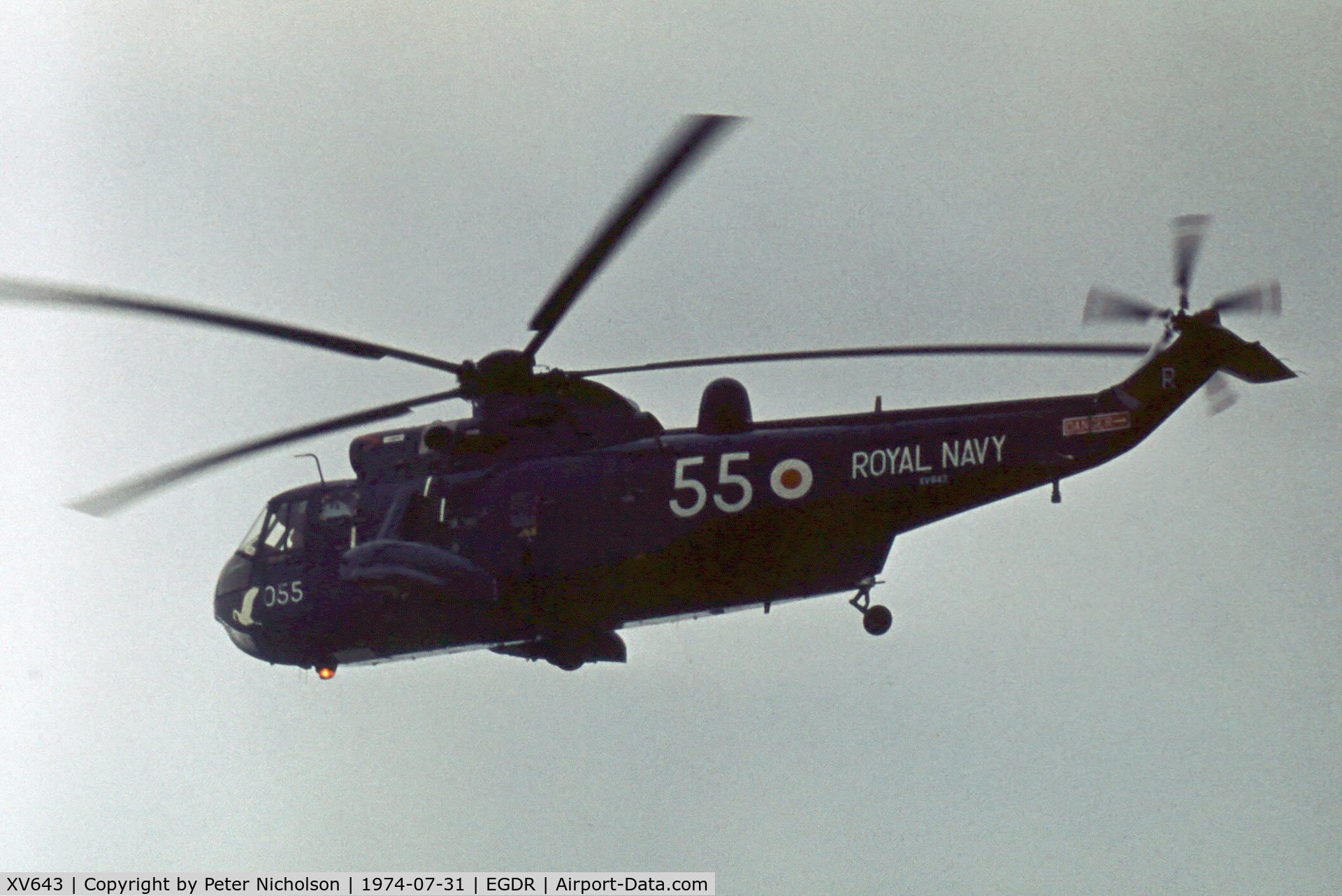 XV643, 1969 Westland Sea King HAS.1 C/N WA631, Sea King HAS.1 of 824 Squadron aboard HMS Ark Royal at the 1974 Culdrose Airshow.