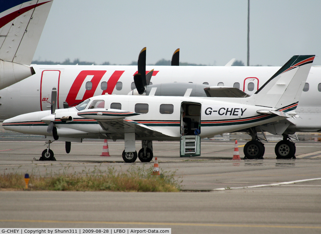 G-CHEY, 1981 Piper PA-31T2-620 Cheyenne IIXL C/N 31T-8166033, Parked at the General Aviation area...