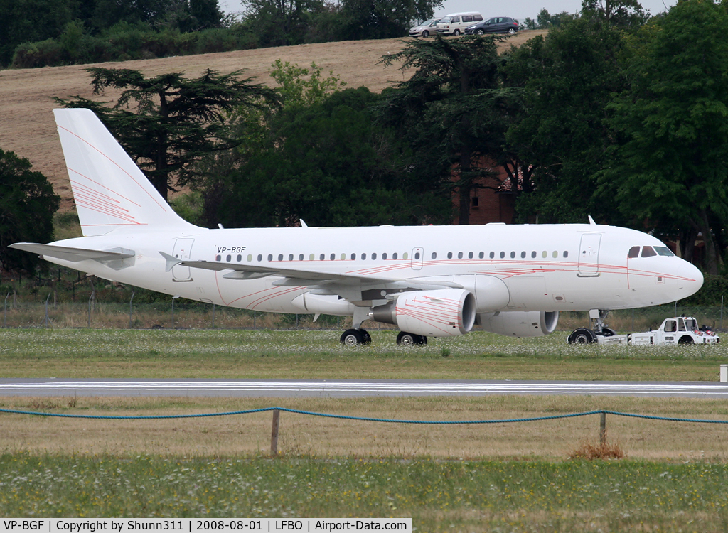 VP-BGF, 2007 Airbus A319-115CJ C/N 3356, Trackted to Air France facility from ACJ Center