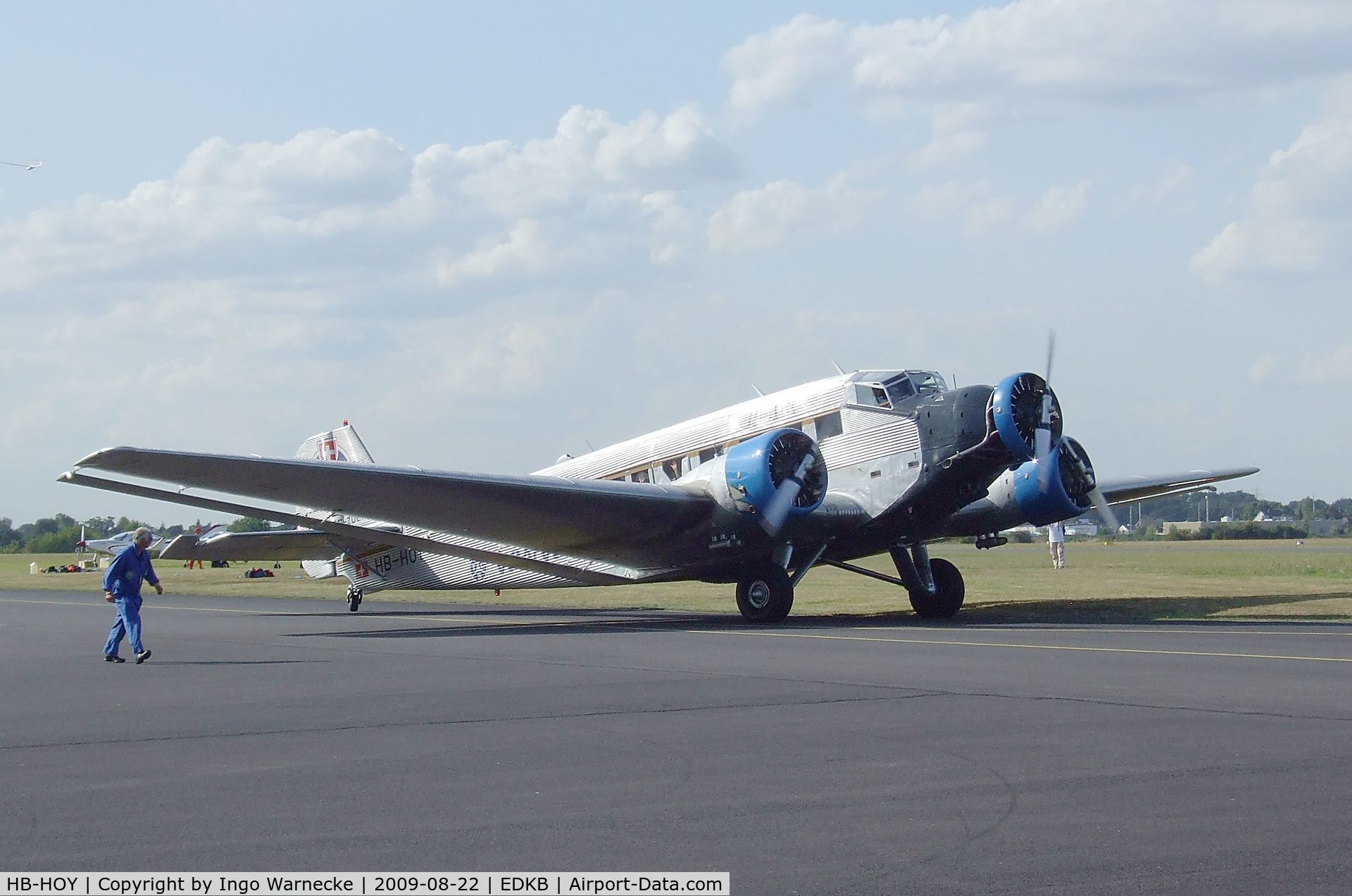 HB-HOY, 1949 Junkers (CASA) 352A-3 (Ju-52) C/N 96, CASA 352 A-3 (license built Junkers Ju 52/3m) of JuAir at the Bonn-Hangelar centennial jubilee airshow