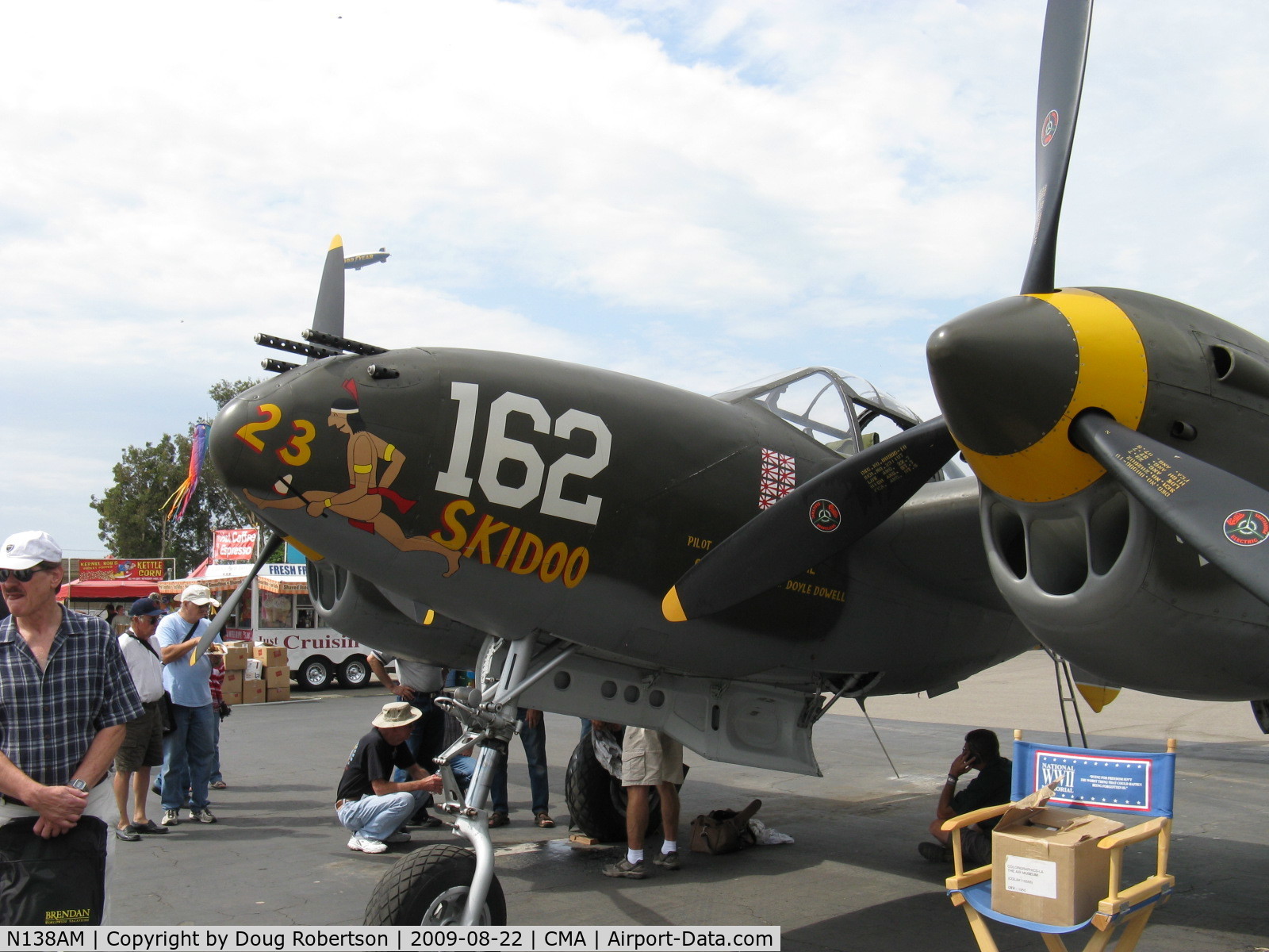 N138AM, 1943 Lockheed P-38J Lightning C/N 44-23314, 1943 Lockheed P-38J LIGHTNING '23 Skidoo', two Allison V1710-89/91 1,425 Hp each. Nose art