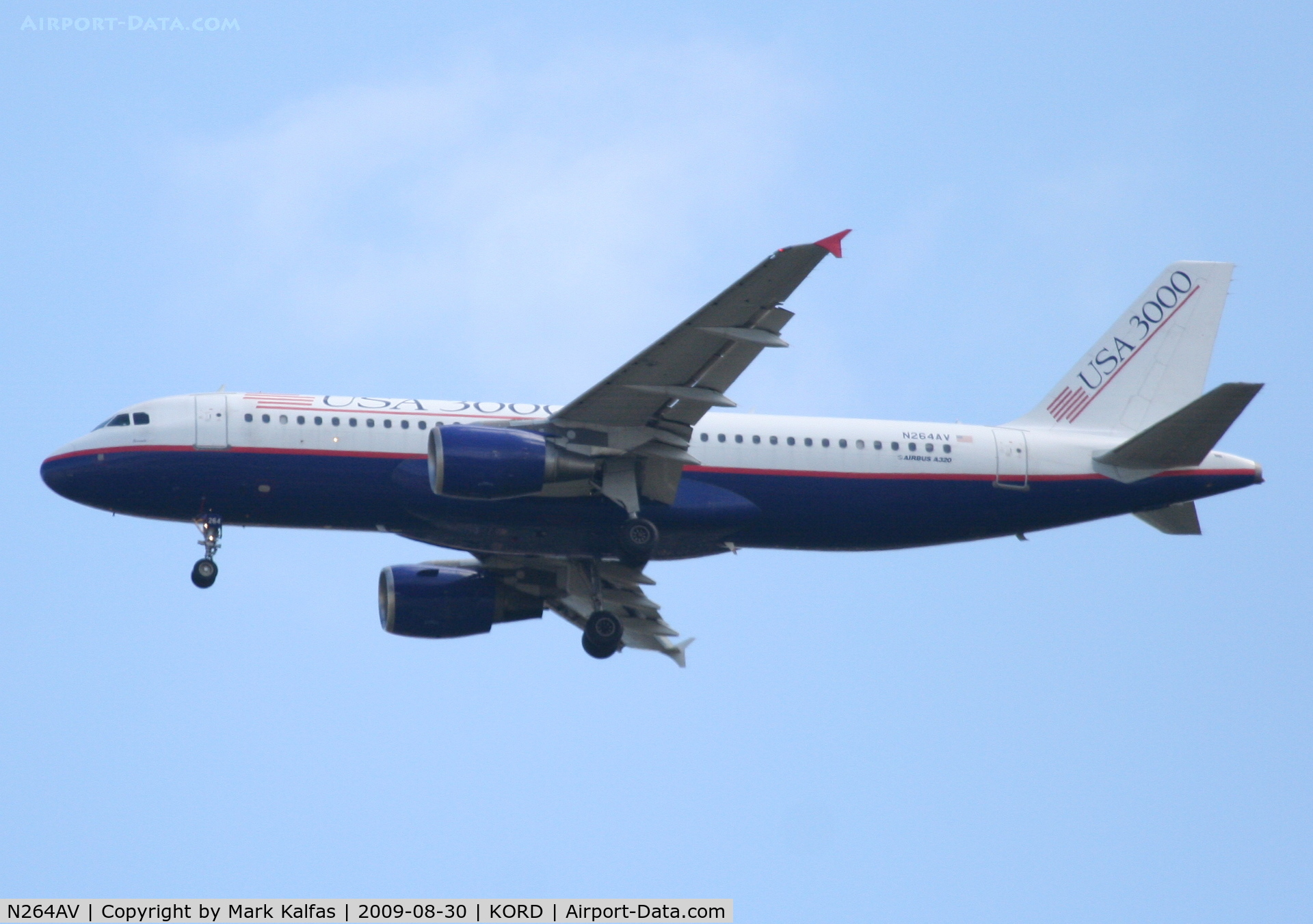 N264AV, 2002 Airbus A320-214 C/N 1867, USA3000 on approach 4R KORD