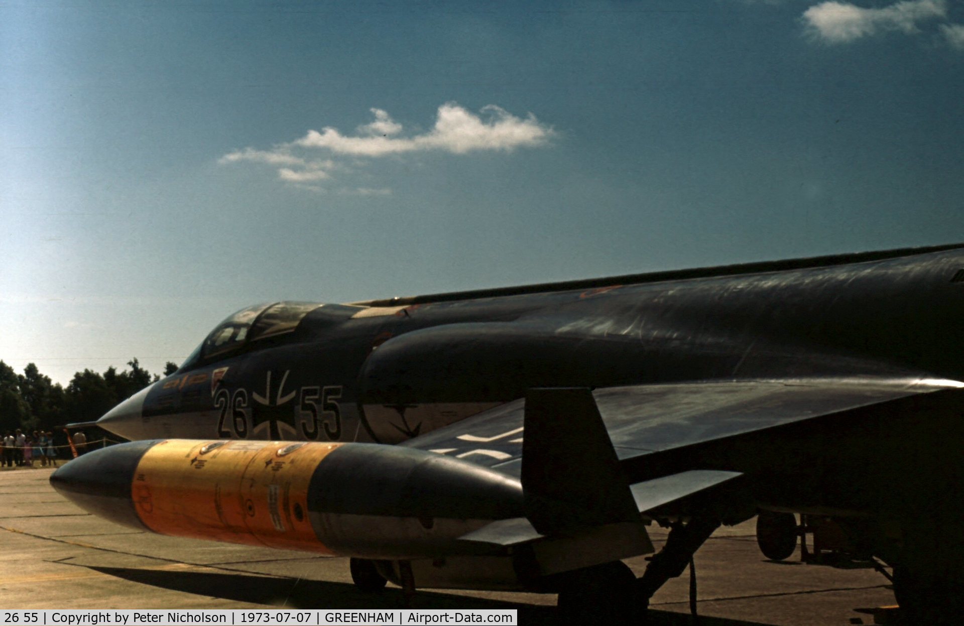 26 55, Lockheed F-104G Starfighter C/N 683-7401, Another view of the MFG-2 Starfighter in the static display at the 1973 Intnl Air Tattoo at RAF Greenham Common.