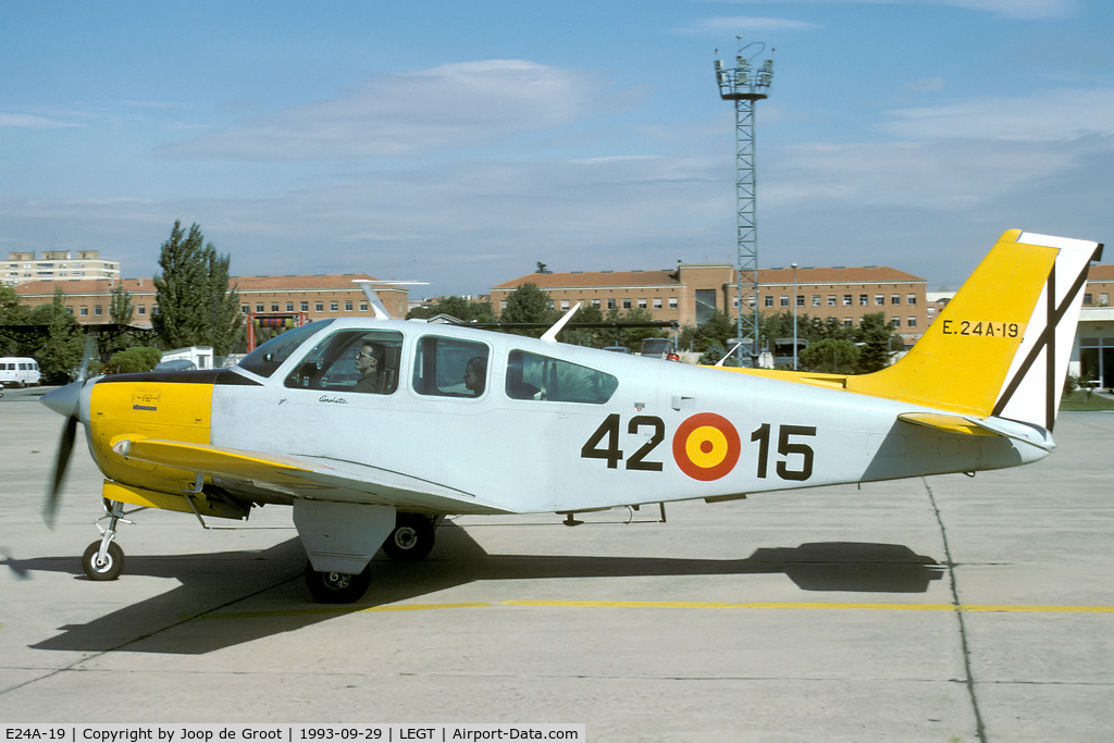 E24A-19, Beech F33C Bonanza C/N CJ-117, The Bonanza is one of Spains main training aircraft. It still serves with 42 Grupo at Getafe.