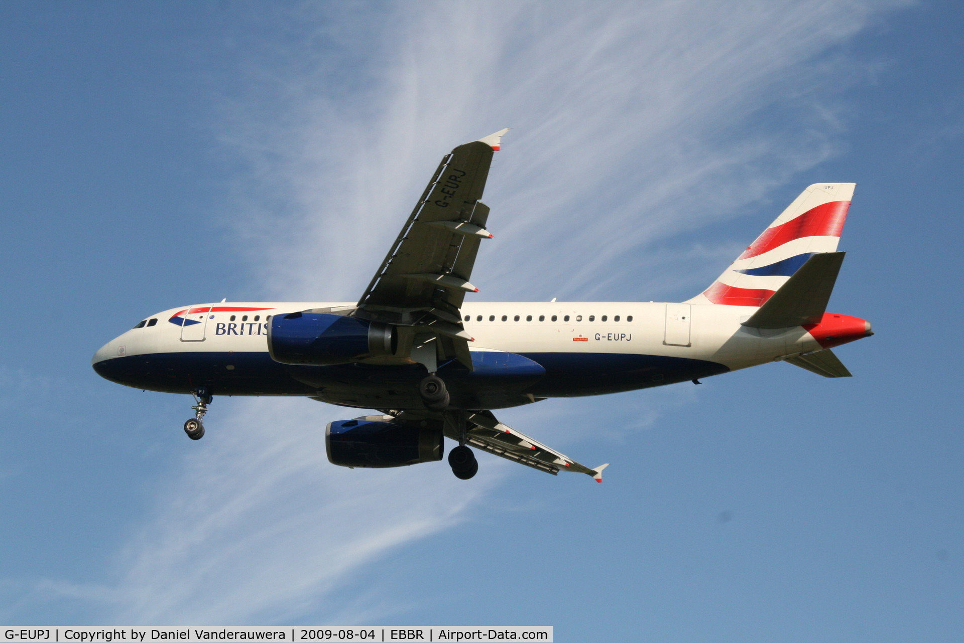 G-EUPJ, 2000 Airbus A319-131 C/N 1232, Flight BA388 is descending to rwy 25R