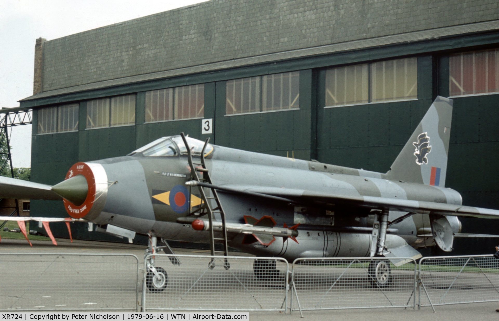 XR724, 1965 English Electric Lightning F.6 C/N 95207, Lightning F.6 of 11 Squadron in the static park of the 1979 Waddington Airshow.
