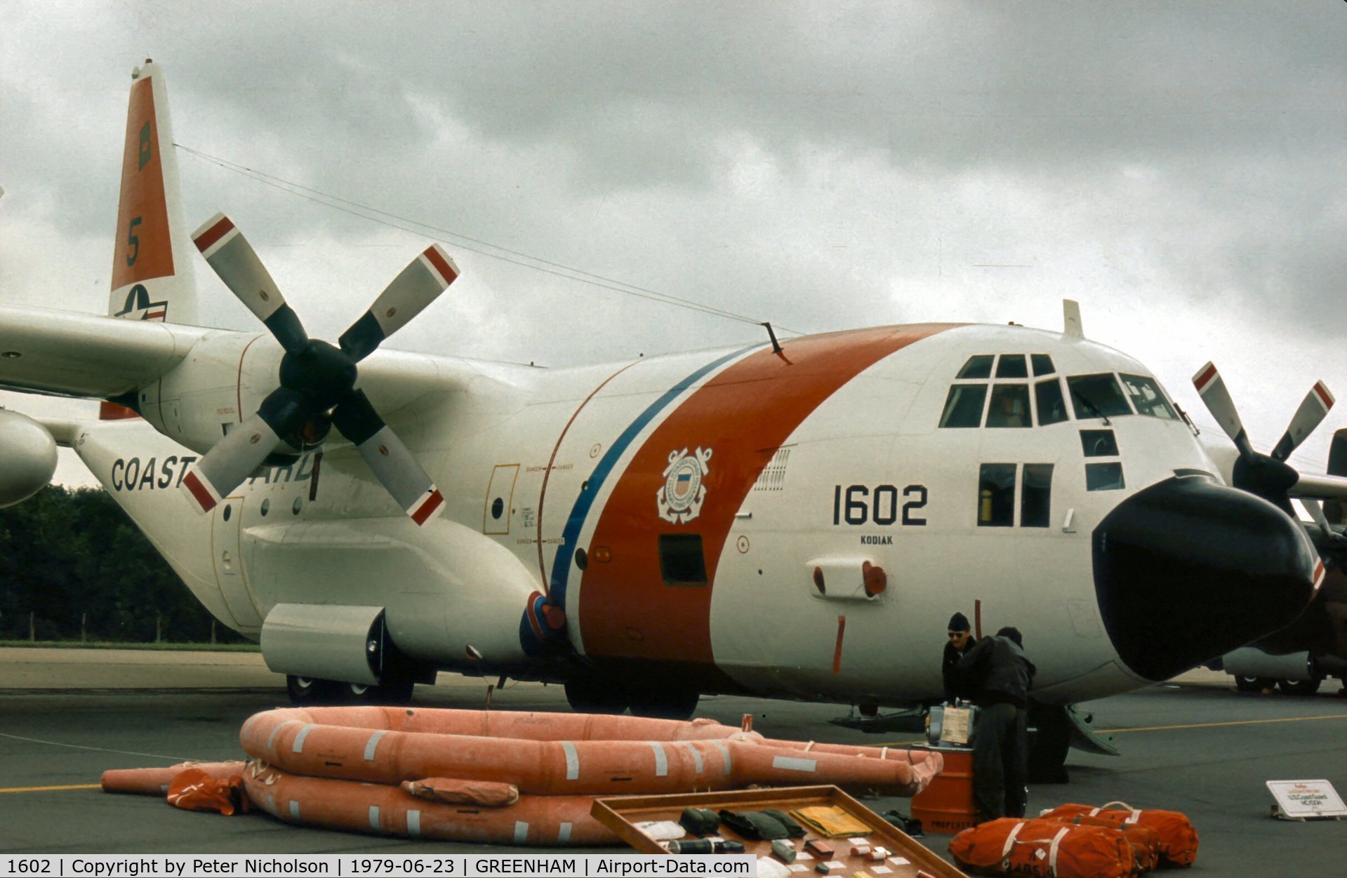 1602, Lockheed HC-130H Hercules C/N 382-4782, Another view of the US Coast Guard HC-130H Hercules from Kodiak on display at the 1979 Intnl Air Tattoo at RAF Greenham Common.