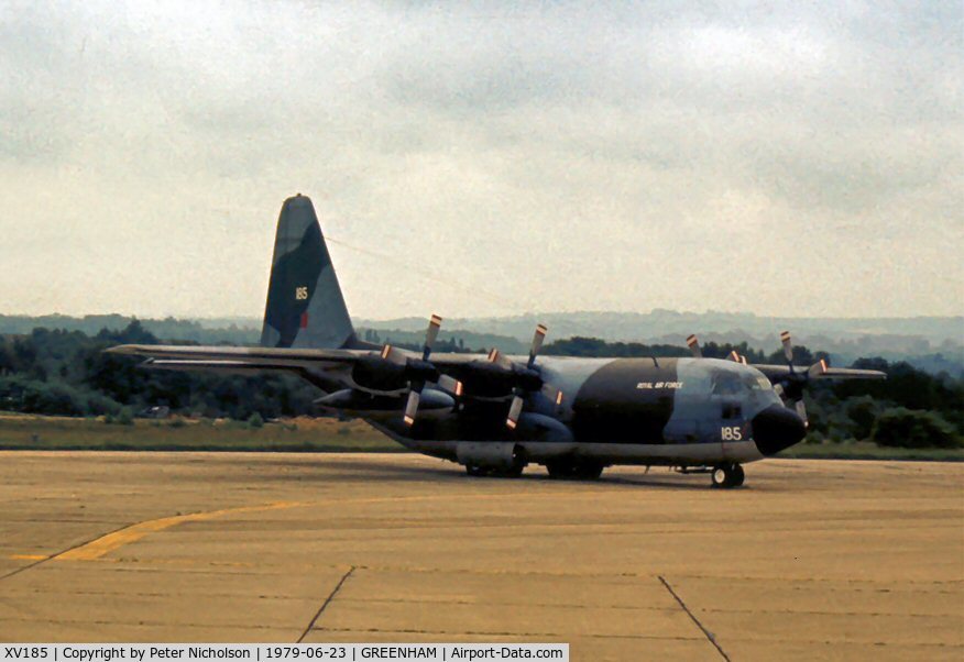 XV185, 1967 Lockheed C-130K Hercules C.1 C/N 382-4203, Hercules C.1 of the Lyneham Transport Wing at the 1979 Intnl Air Tattoo at RAF Greenham Common.