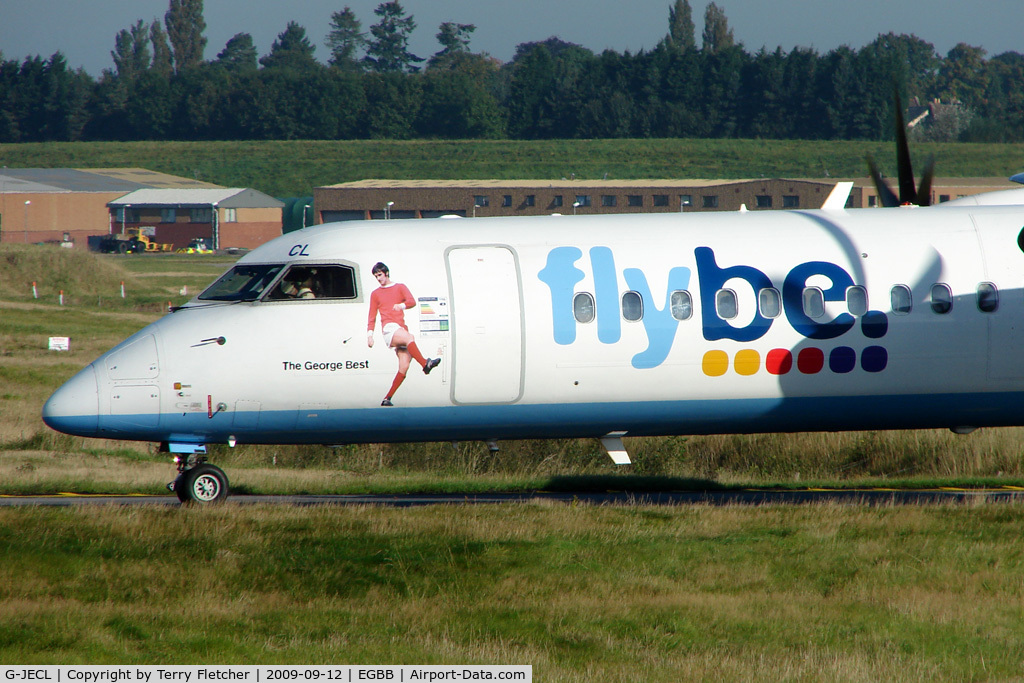 G-JECL, 2005 De Havilland Canada DHC-8-402Q Dash 8 C/N 4114, Flybe Dash 8 with logo of the late North Ireland Soccer player , George Best