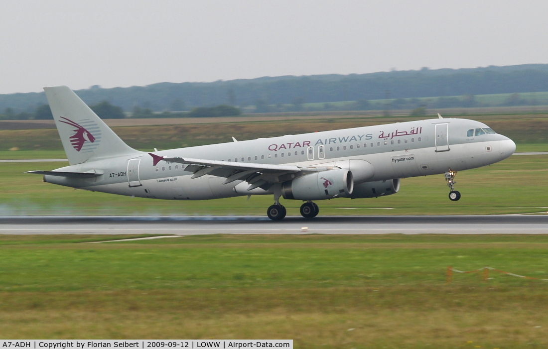 A7-ADH, 2003 Airbus A320-232 C/N 2138, Touching down rwy 34