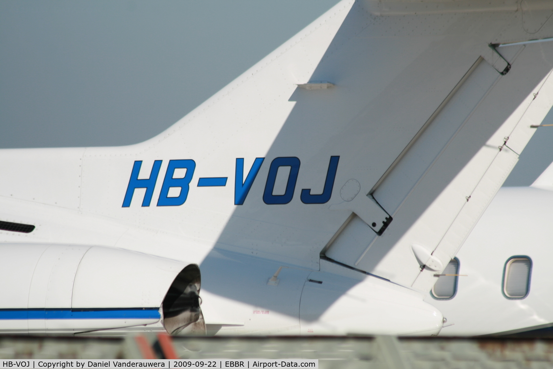 HB-VOJ, 2006 Raytheon Hawker 850XP C/N 258799, parked on General Aviation apron