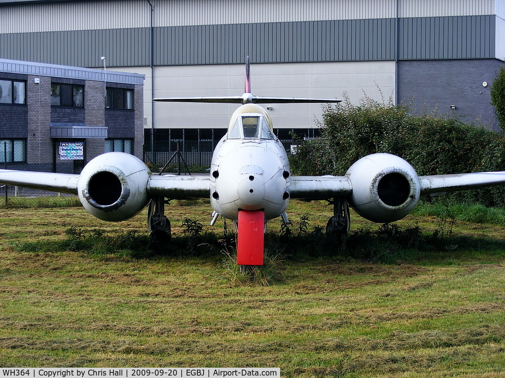 WH364, Gloster Meteor F.8 C/N Not found WH364, displayed by the airport perimeter fence