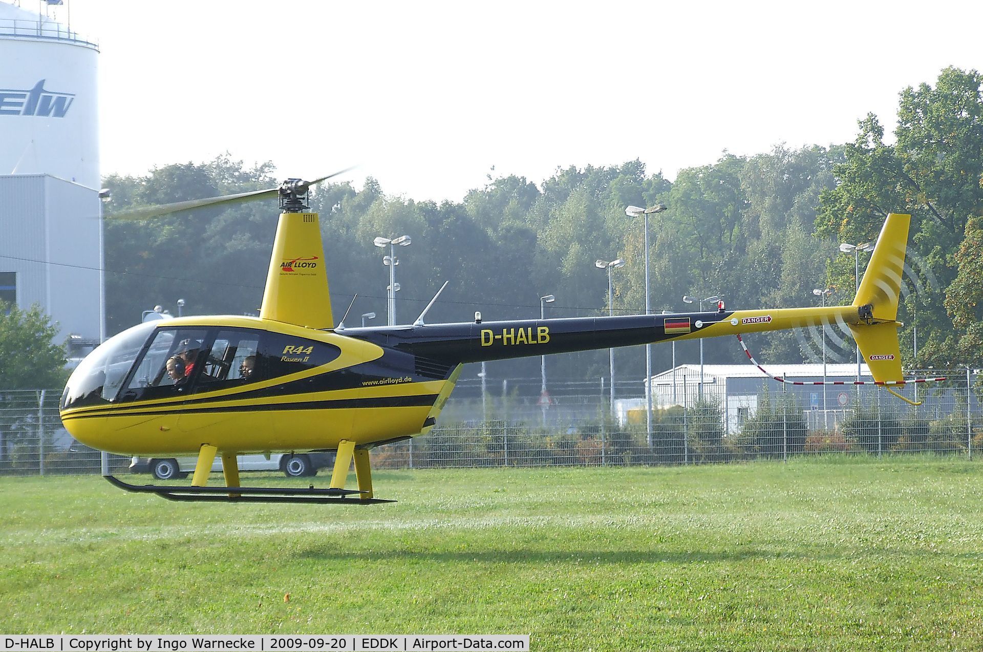 D-HALB, 2008 Robinson R44 Raven II C/N 12356, Robinson R44 Raven II of Air Lloyd at the DLR 2009 air and space day on the side of Cologne airport