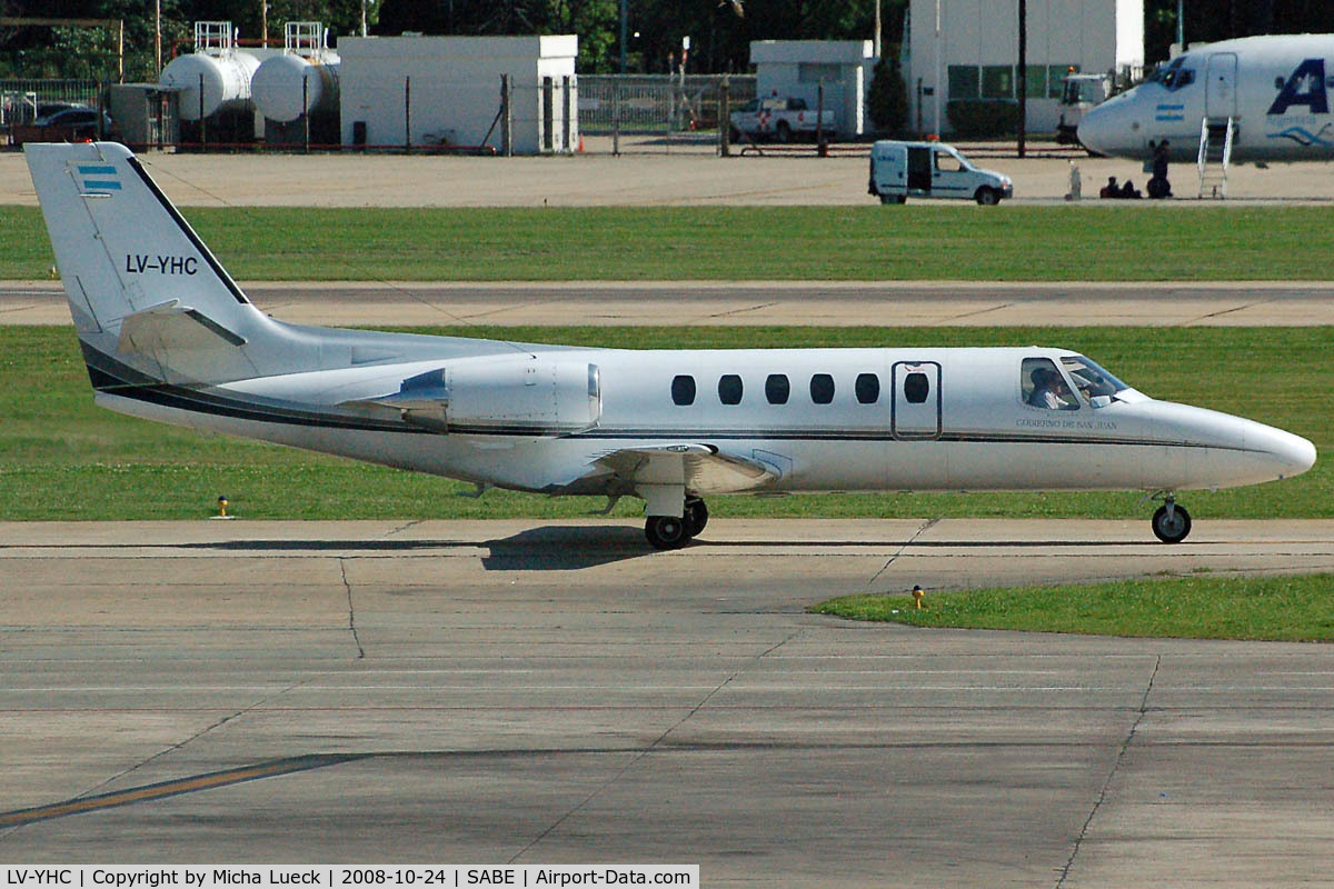 LV-YHC, 1992 Cessna 550 Citation II C/N 550-0717, At Aeroparque (AEP)