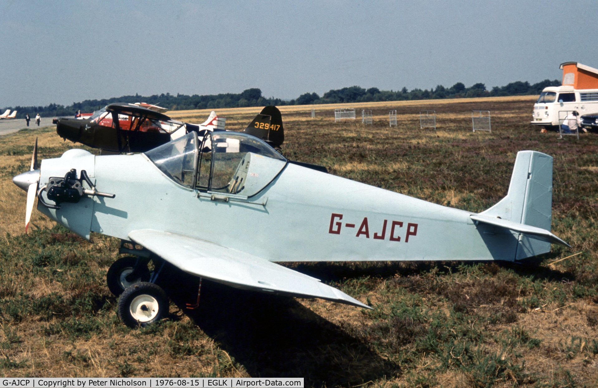 G-AJCP, 1959 Rollason Druine D.31 Turbulent C/N PFA 512, Druine Turbulent at the 1976 Blackbushe Fly-In.