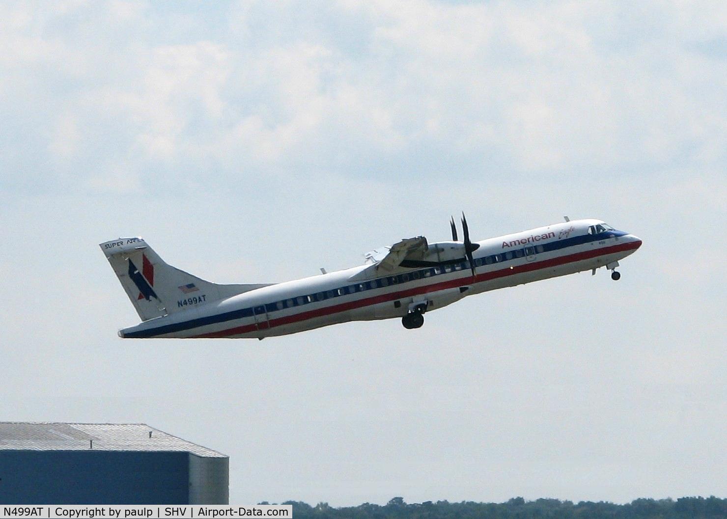 N499AT, 1997 ATR 72-212A C/N 499, Off of runway 23 at Shreveport Regional.