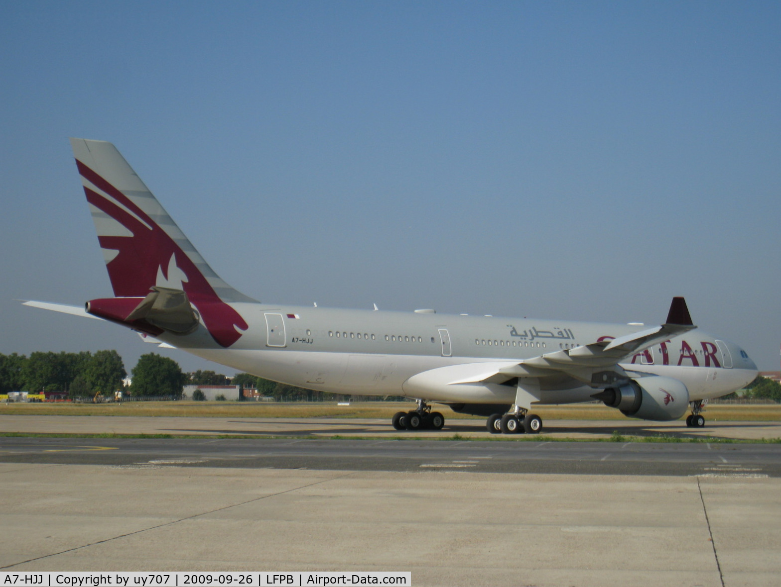 A7-HJJ, 2002 Airbus A330-203 C/N 487, Qatari Amiri Flight, operated in Qatar Airways' colors, sitting on the remote ramp, departed at 2.30pm