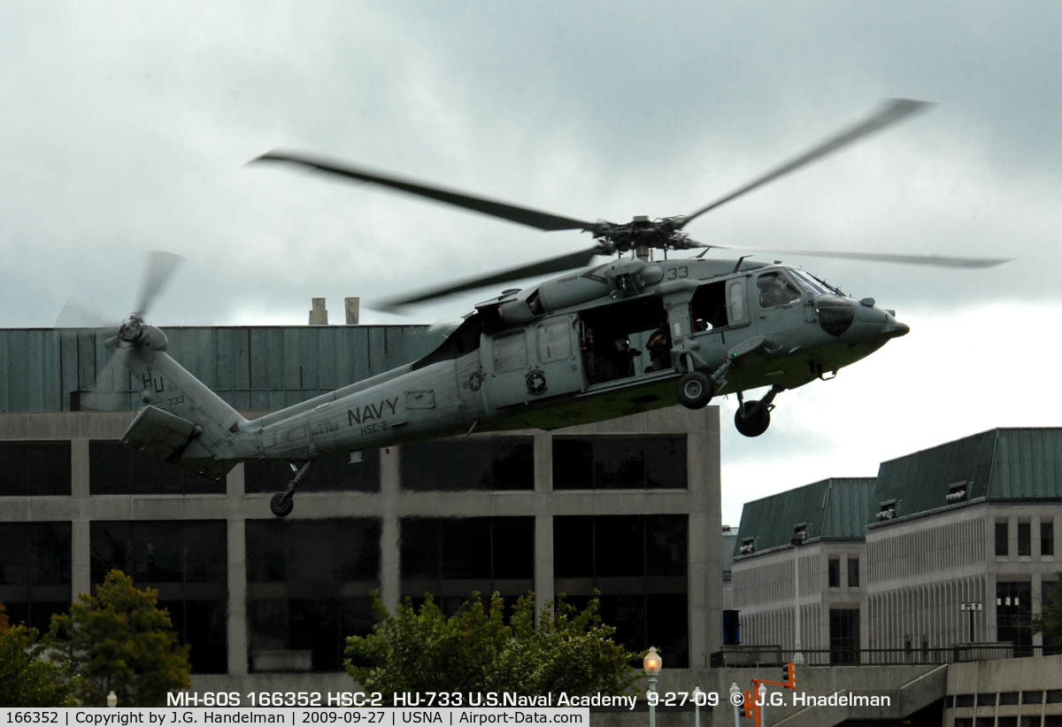 166352, Sikorsky MH-60S Knighthawk C/N 70-2947, up, up, and AWEIGH at U.S. Naval Academy