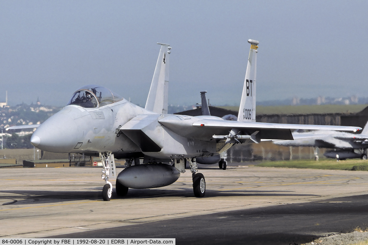 84-0006, 1984 McDonnell Douglas F-15C Eagle C/N 0915/C309, The Tigers taxying to the last chance at Bitburg AB