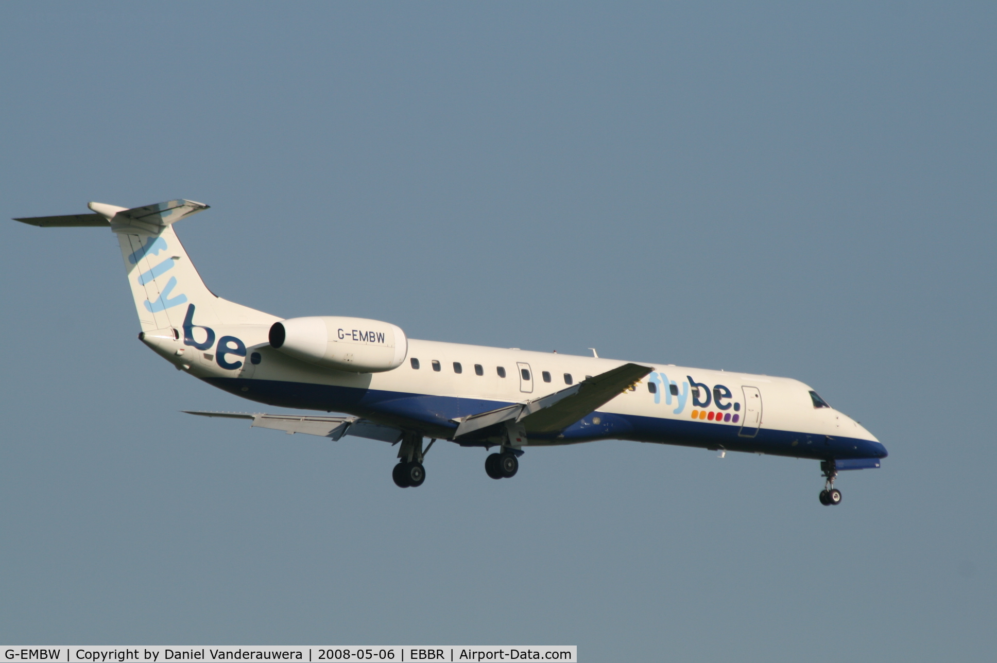 G-EMBW, 2001 Embraer EMB-145EU (ERJ-145EU) C/N 145546, flight BE1841 is descending to rwy 02