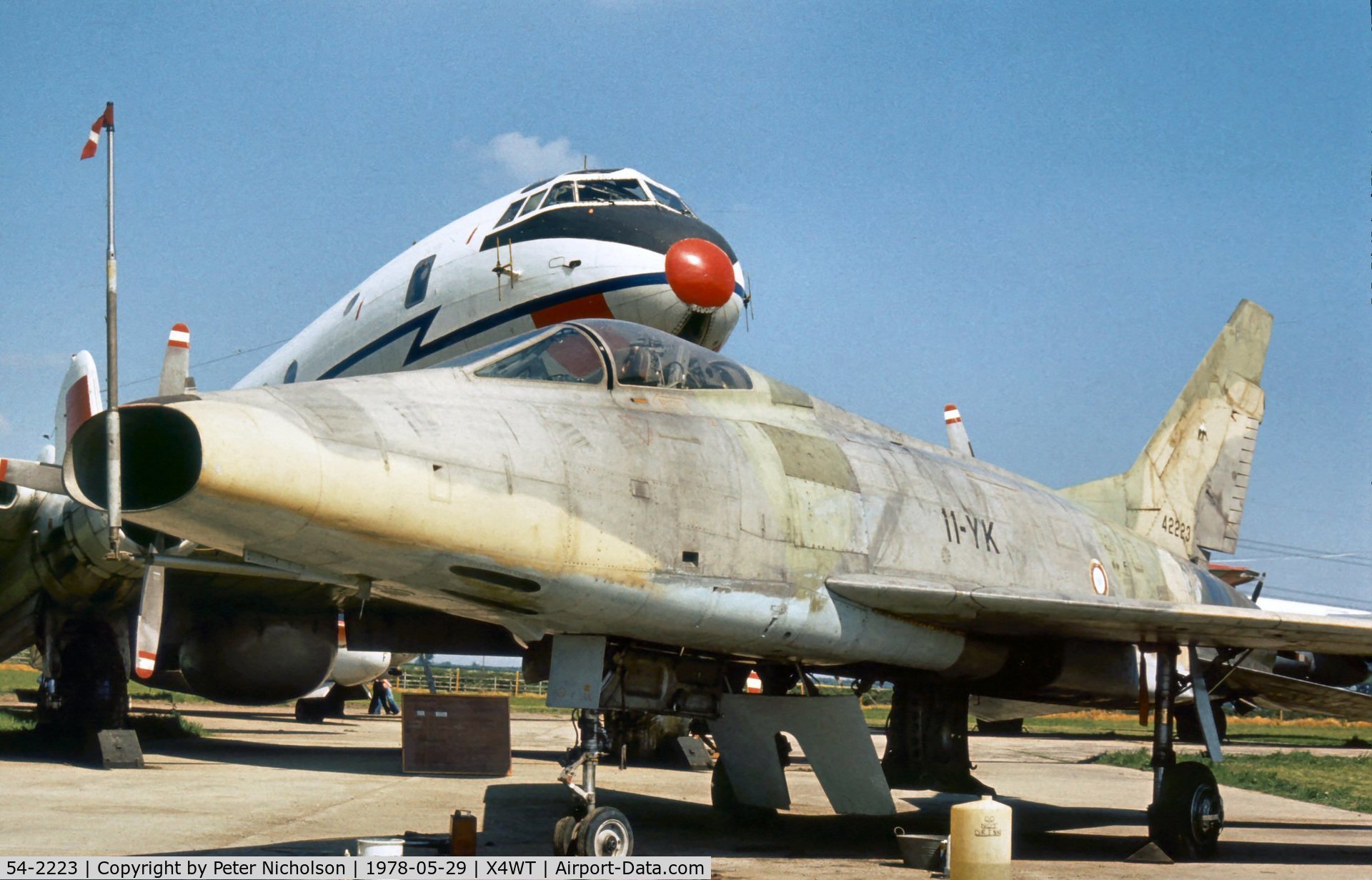 54-2223, North American F-100D Super Sabre C/N 223-103, Ex-French Air Force F-100D as seen at the Newark Air Museum in May 1978.