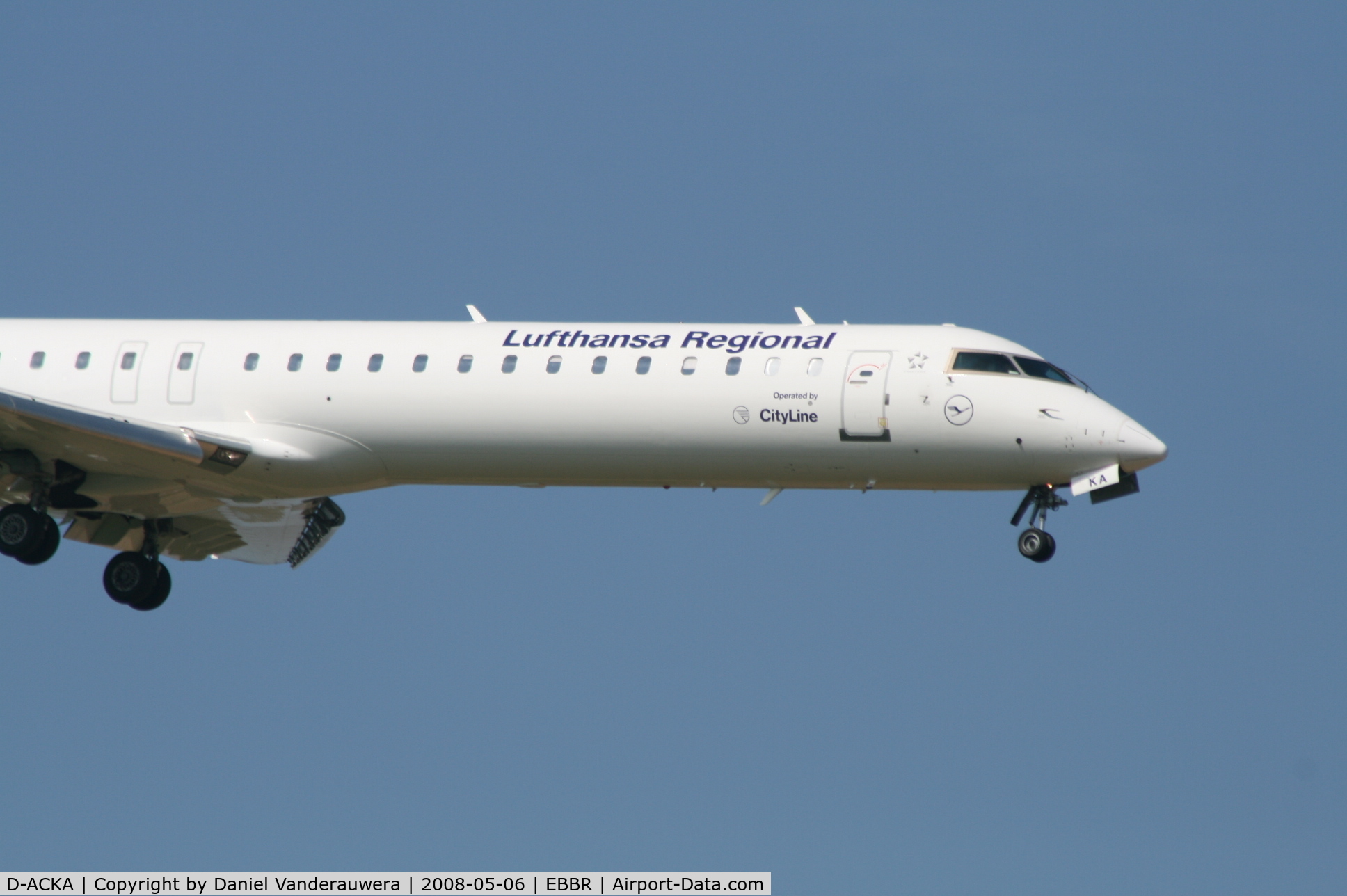 D-ACKA, 2006 Bombardier CRJ-900LR (CL-600-2D24) C/N 15072, descending to rwy 02