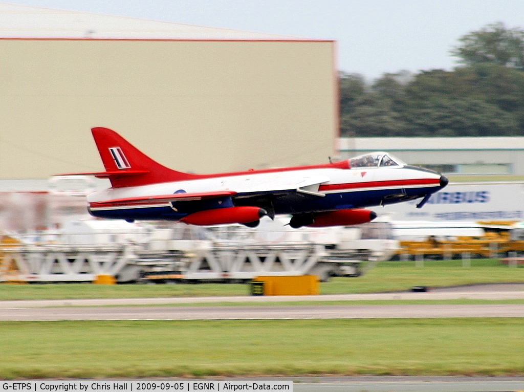 G-ETPS, 1956 Hawker Hunter FGA.9 C/N 41H/679959, Displaying at the Airbus families day