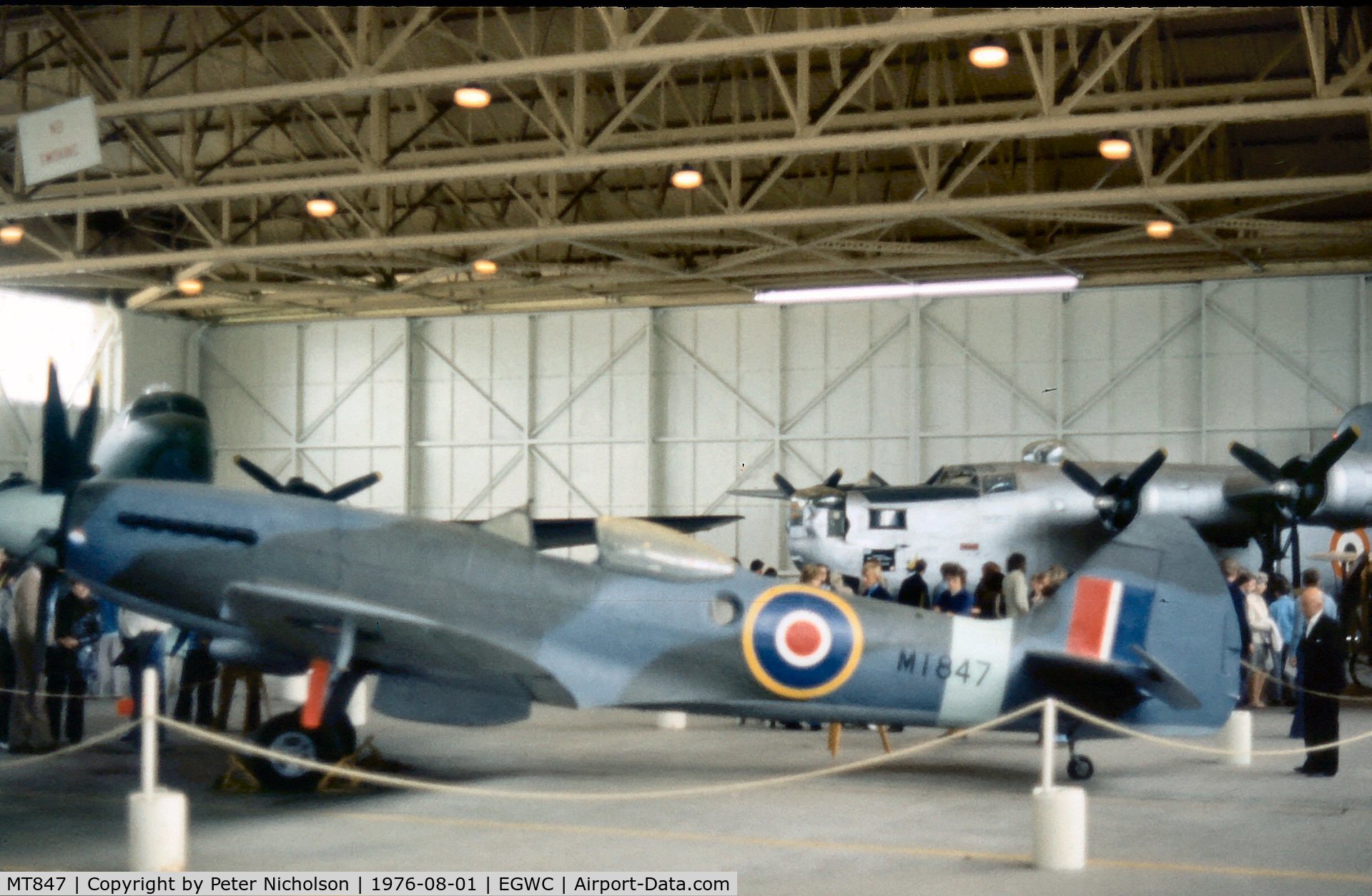 MT847, Supermarine 379 Spitfire FR.XIVe C/N 6S/643779, Another view of Cosford's Spitfire FR.XIVe as seen in the Summer of 1976.