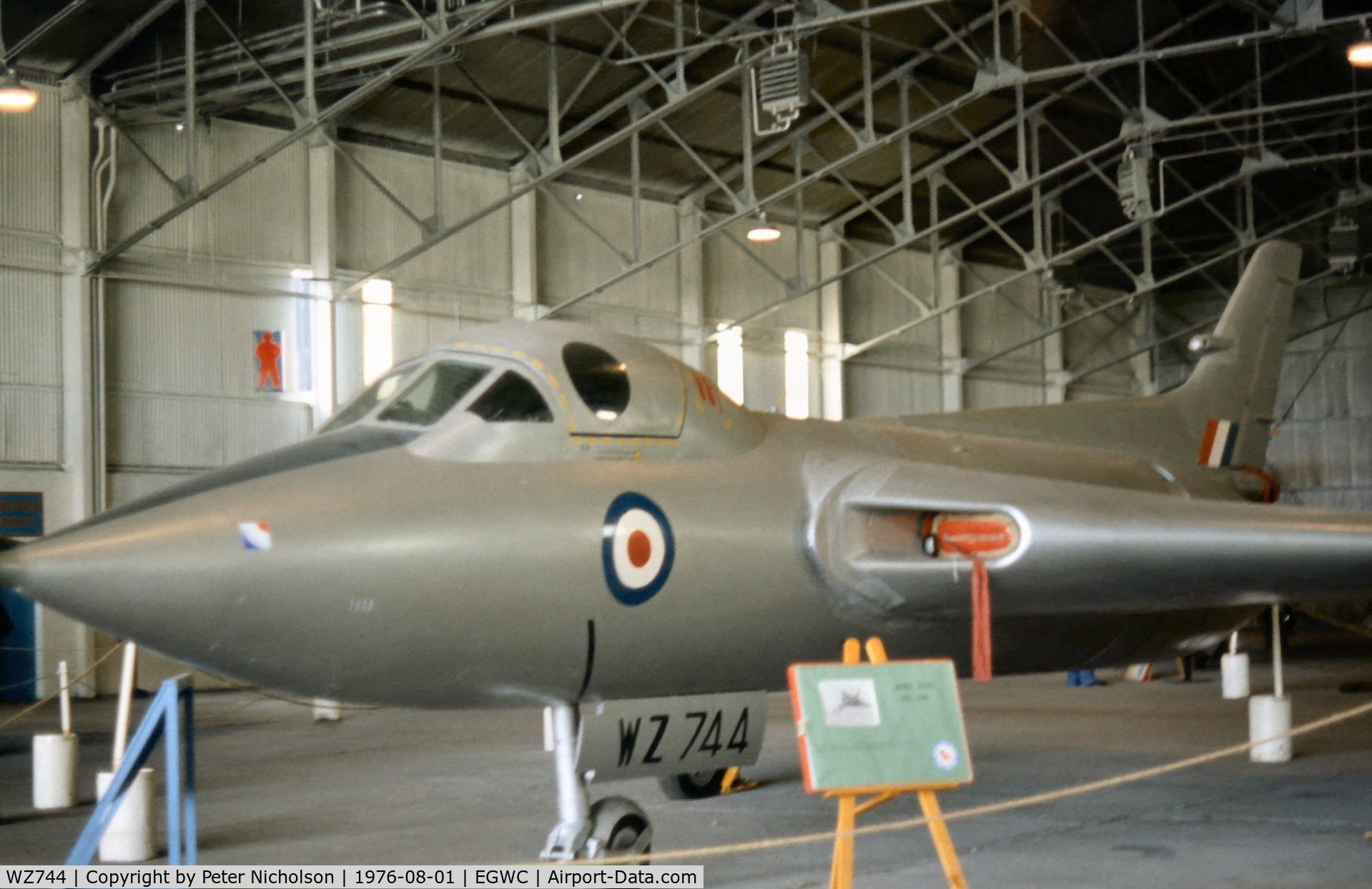 WZ744, 1953 Avro 707C C/N Not found WZ744, Another view of the Avro 707C research aircraft on display at Cosford in the Summer of 1976.