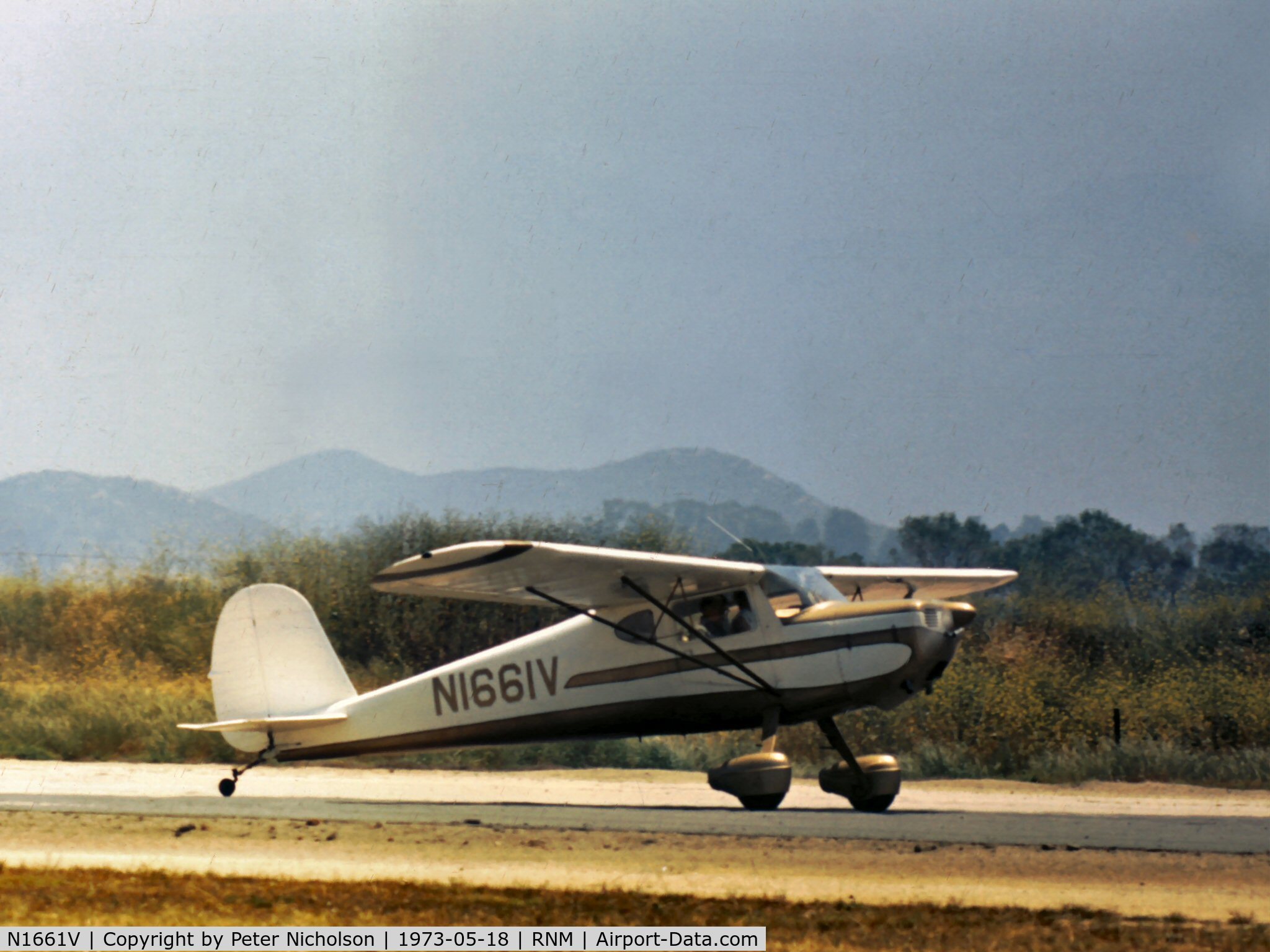 N1661V, 1947 Cessna 140 C/N 13833, Cessna 140 as seen at Ramona in May 1973.