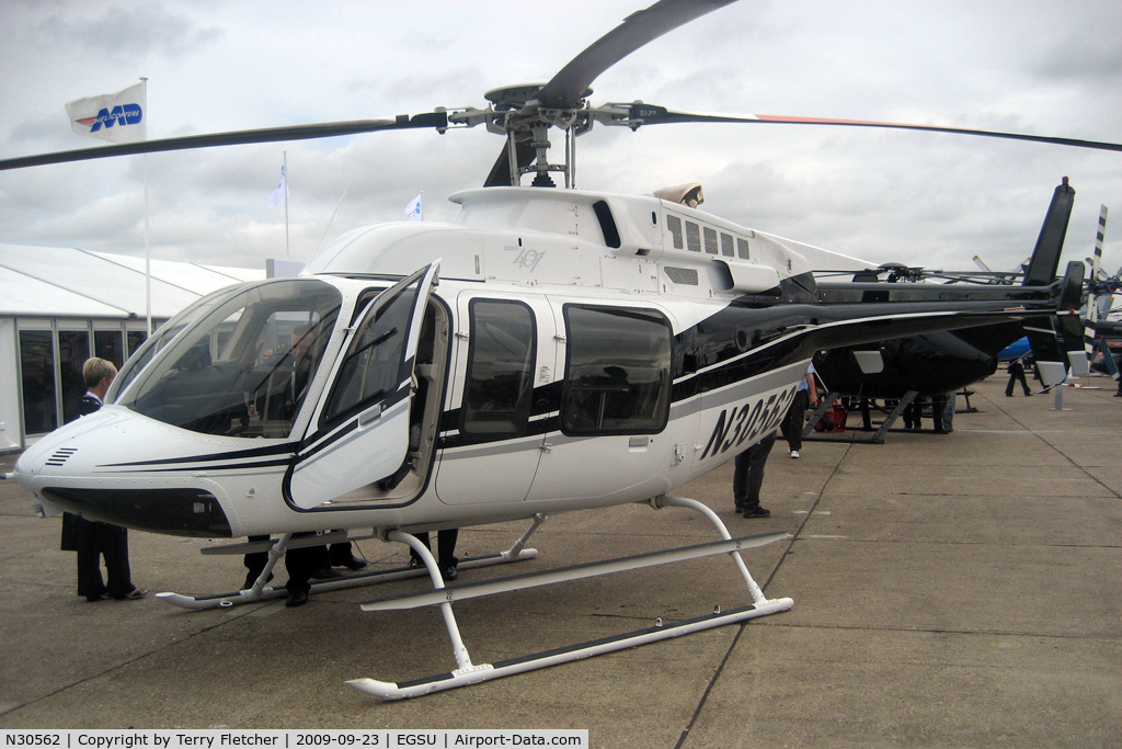 N30562, 2007 Bell 407 C/N 53750, Exhibited at HeliTech 2009 at Duxford