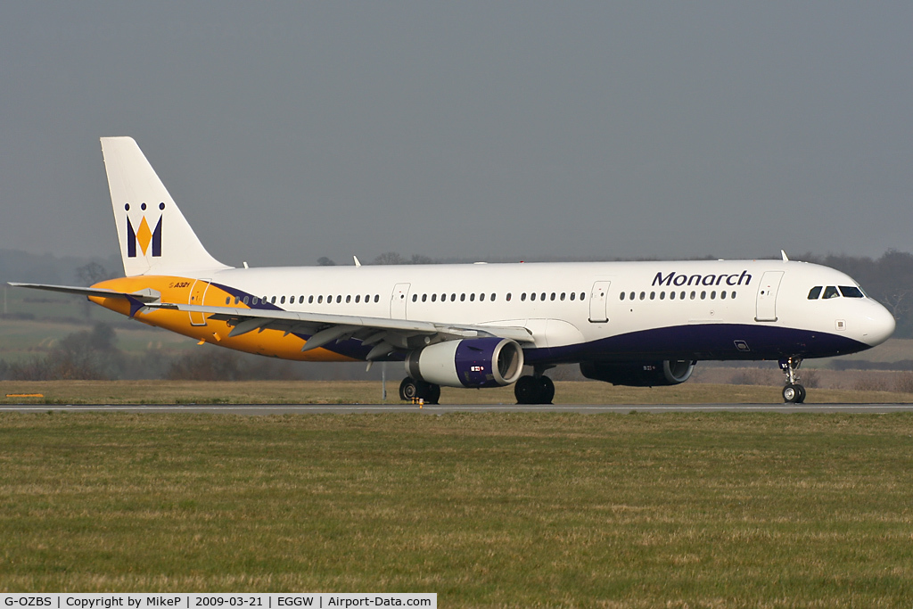 G-OZBS, 2001 Airbus A321-231 C/N 1428, Heading for the departure runway at Luton.