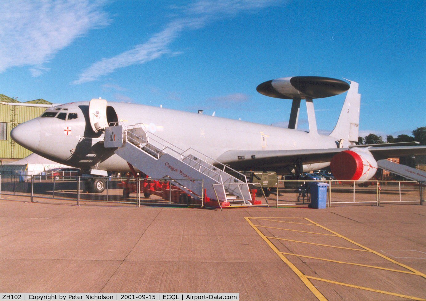 ZH102, 1990 Boeing E-3D Sentry AEW.1 C/N 24110, Sentry AEW.1, callsign Vulcan 23, of 8 Squadron on display at the 2001 Leuchars Airshow.