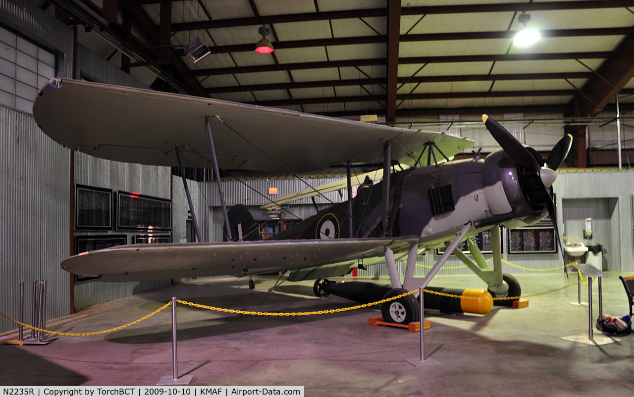 N2235R, Fairey Swordfish A/NA4 C/N A14250B15564, Swordfish tucked into the back of the hangar during CAF Airsho 09.