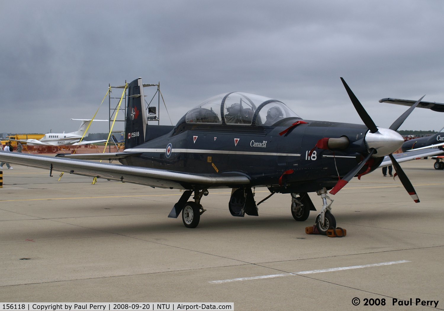 156118, Raytheon CT-156 Harvard II C/N PF-18, The Harvard II, under a dark sky