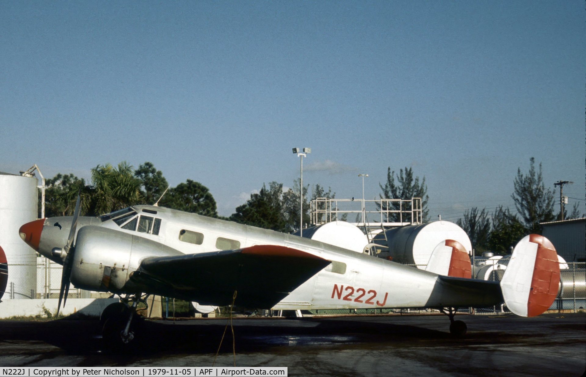 N222J, Beech D18S C/N A-572, Beech D18S of Collier Mosquito Control as seen at Naples in November 1979.