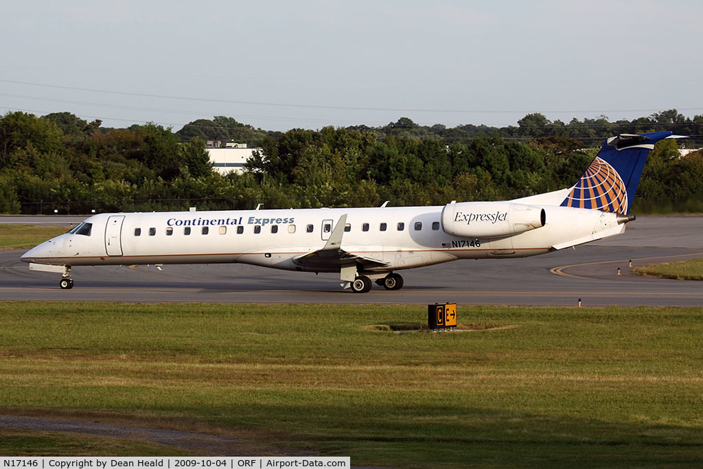 N17146, 2003 Embraer ERJ-145XR (EMB-145XR) C/N 145746, Continental Express (ExpressJet Airlines) N17146 taxiing to RWY 23 for departure to Houston Bush Intercontinental (KIAH) as FLT BTA2901.