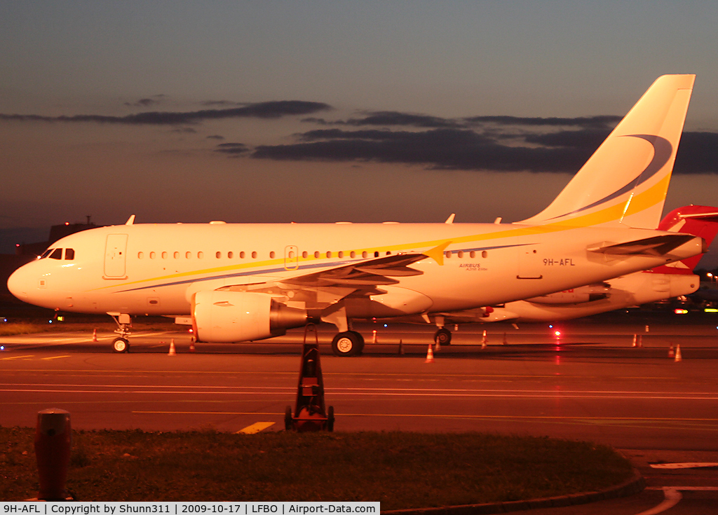 9H-AFL, 2008 Airbus ACJ318 (A318-112/CJ) C/N 3363, Parked for night stop...