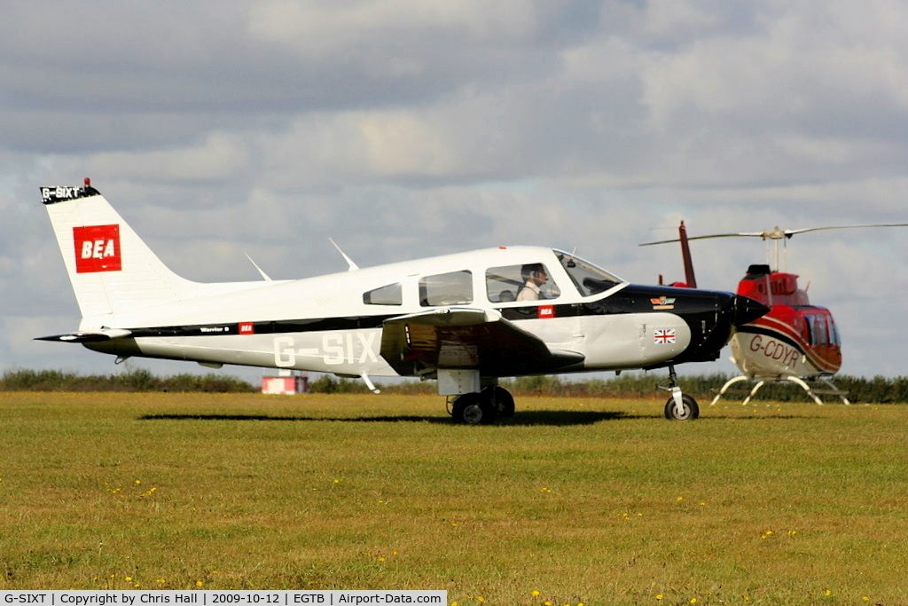 G-SIXT, 1988 Piper PA-28-161 Cherokee Warrior II C/N 2816056, British Airways Flying Club, painted in circa. 1960's BEA colours, the otherside is in BOAC colours