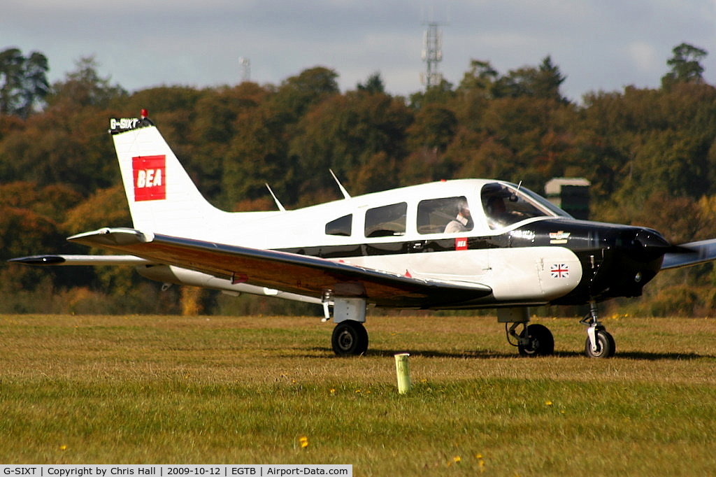 G-SIXT, 1988 Piper PA-28-161 Cherokee Warrior II C/N 2816056, British Airways Flying Club, painted in circa. 1960's BEA colours, the otherside is in BOAC colours