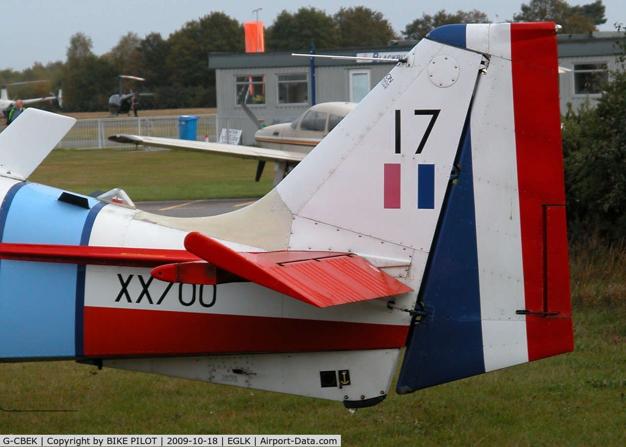 G-CBEK, 1975 Scottish Aviation Bulldog T.1 C/N BH120/349, TAIL FEATHERS